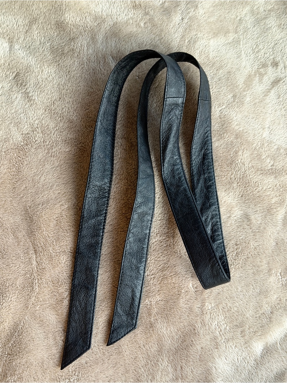 Black Leather tie belt